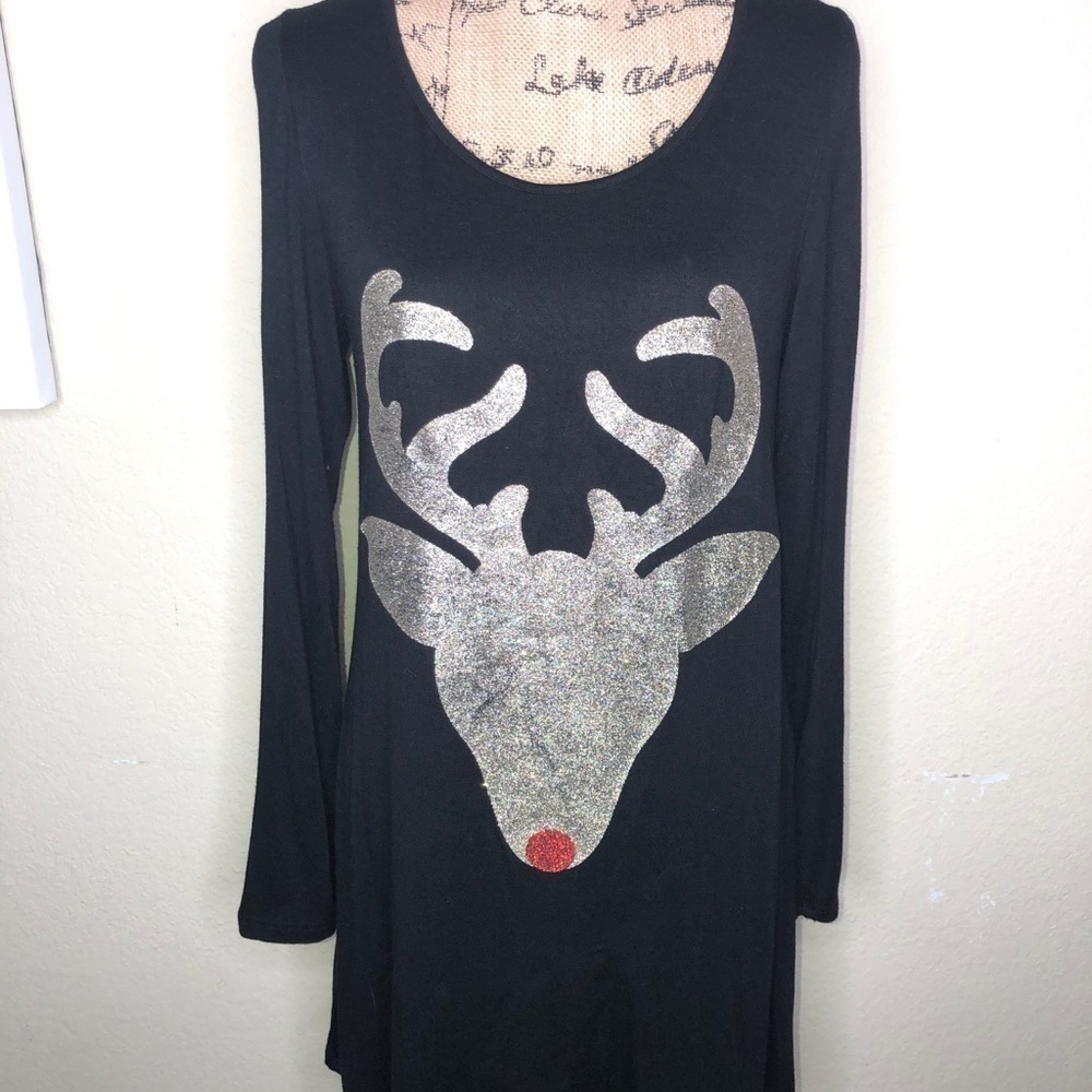 Rudolph the Red Nosed Reindeer Black Swing Dress Size Medium